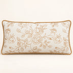 Beige rose filled lumbar cushion, 30 x 70 cm – front