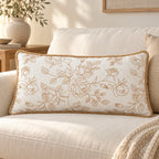 Beige rose filled lumbar cushion, 30 x 70 cm – lifestyle