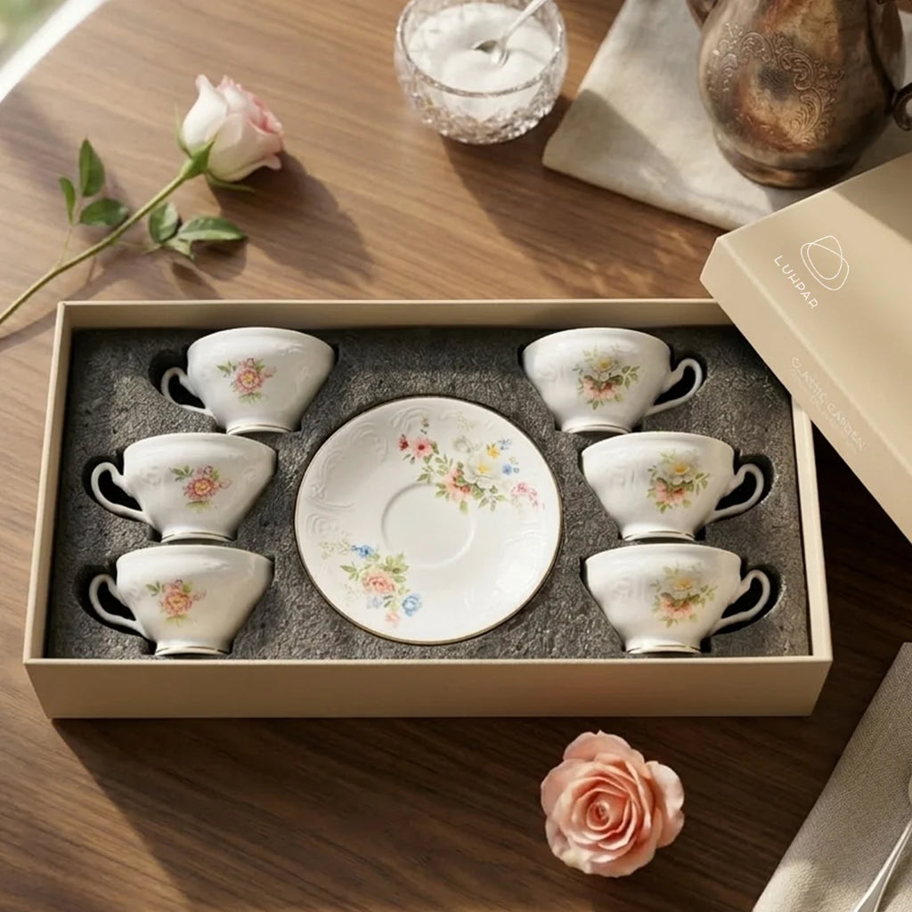 SR-006 Classic Garden Coffee Cup and Saucer Set of 6 – 90 ml