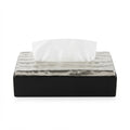 74905-B Luhpar Wave Textured Aluminum & Wood Tissue Box Cover