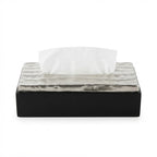 74905-B Luhpar Wave Textured Aluminum & Wood Tissue Box Cover