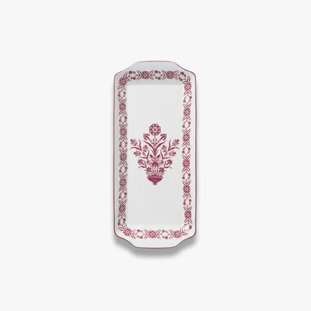 EM-002 Scarlet Whisper Rectangular Serving Tray 36 cm – Burgundy Rim