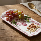 EM-002 Scarlet Whisper Rectangular Serving Tray 36 cm – Burgundy Rim