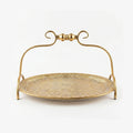 58-4 Luhpar Round Gold Metal Tray with Raised Handle (Small / Medium)