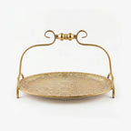 58-4 Luhpar Round Gold Metal Tray with Raised Handle (Small / Medium)