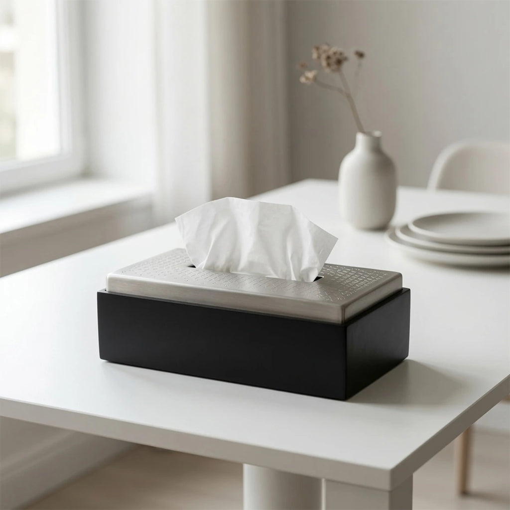 75050 – Luhpar Vertex Wood & Metal Tissue Box